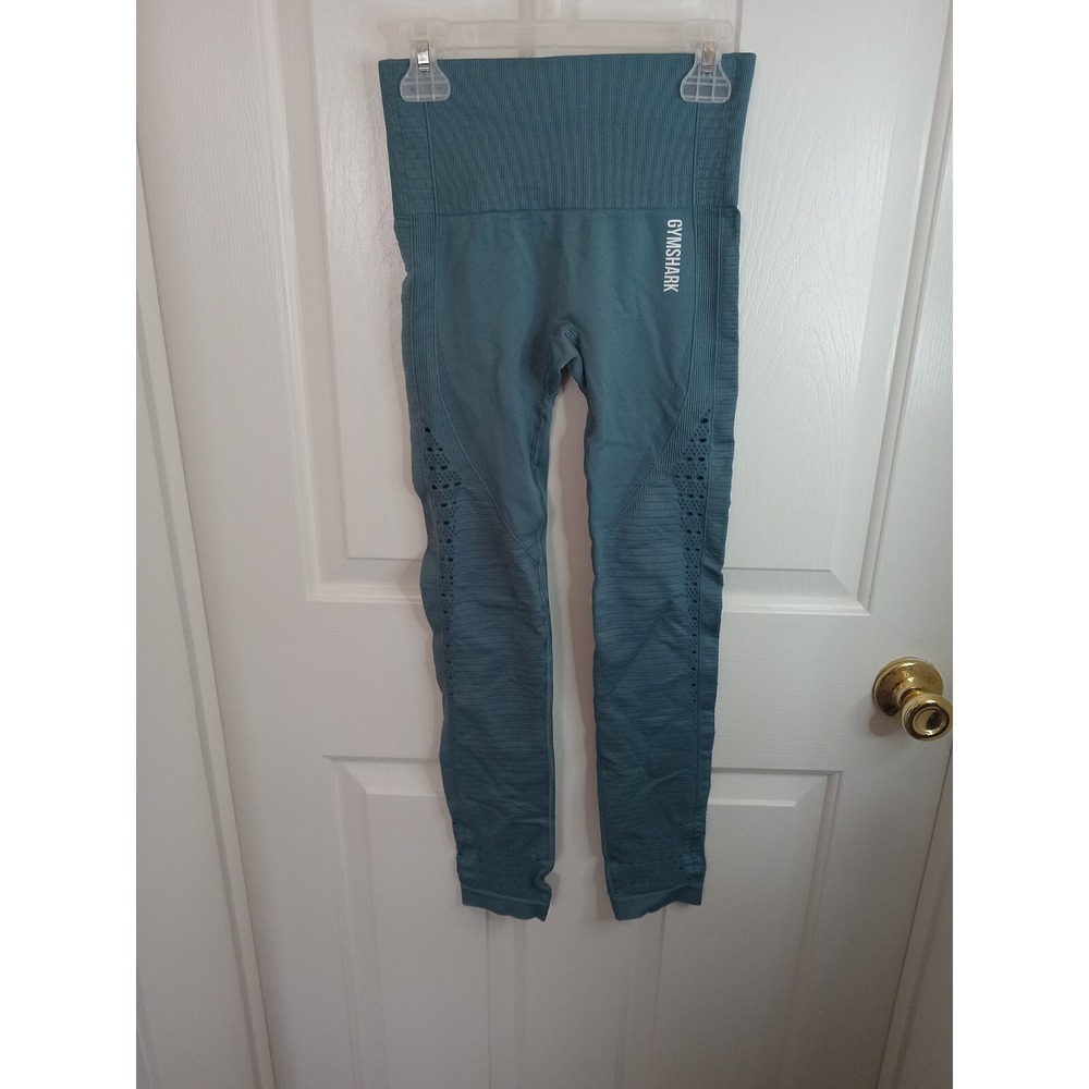 Gymshark Energy Seamless Leggings Blue‎ Size XSmall Activewear Fitness Cutouts - Picture 9 of 16